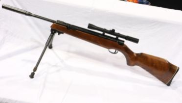 Webley Tracker .22 cal air rifle, with scope, silencer and extending bipod. UK P&P Group 3 (£30+