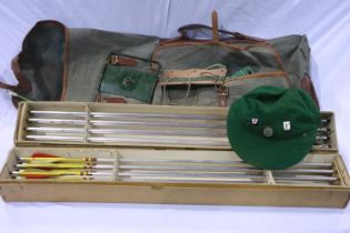 Accles & Pollock archery set, early 20th century, comprising an Apollo Kestrel two-part bow, mixed