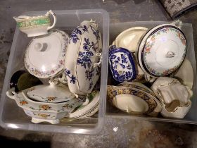 Large quantity of ceramics, including a Beswick stand. Not available for in-house P&P