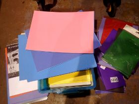 Box of coloured card craft materials, mainly A4. Not available for in-house P&P