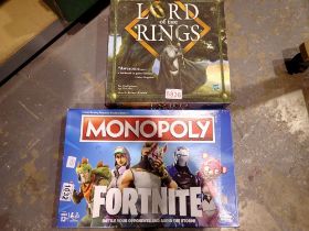 Lord of The Rings board game and Fortnite Monopoly. Not available for in-house P&P