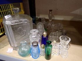 Quantity of mixed glassware, including scent bottles and crystal. Not available for in-house P&P