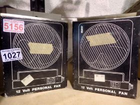 Two 12v DC personal fans. Not available for in-house P&P