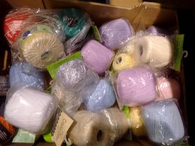 Box of mixed new cotton threads. Not available for in-house P&P