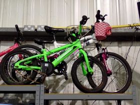 Two childs bikes Muddy Fox and another. Not available for in-house P&P