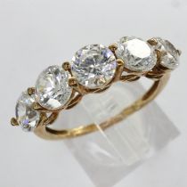 9ct gold five stone dress ring, size P, 2.7g. UK P&P Group 0 (£6+VAT for the first lot and £1+VAT