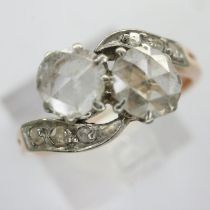 Victorian 18ct gold Toi et Moi ring, set with a rose cut diamond, size K/L, 3.0g. UK P&P Group 0 (£