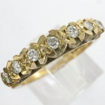 9ct gold half eternity ring set with diamonds, size N, 3.1g. UK P&P Group 0 (£6+VAT for the first