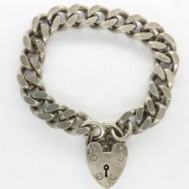Hallmarked silver heavy gauge bracelet, L: 20 cm, 50g. UK P&P Group 0 (£6+VAT for the first lot
