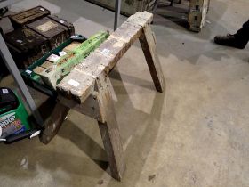 Wooden saw bench. Not available for in-house P&P