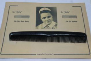 WWII German DRK Red Cross comb on the original card. These were sold in the hospitals to raise funds
