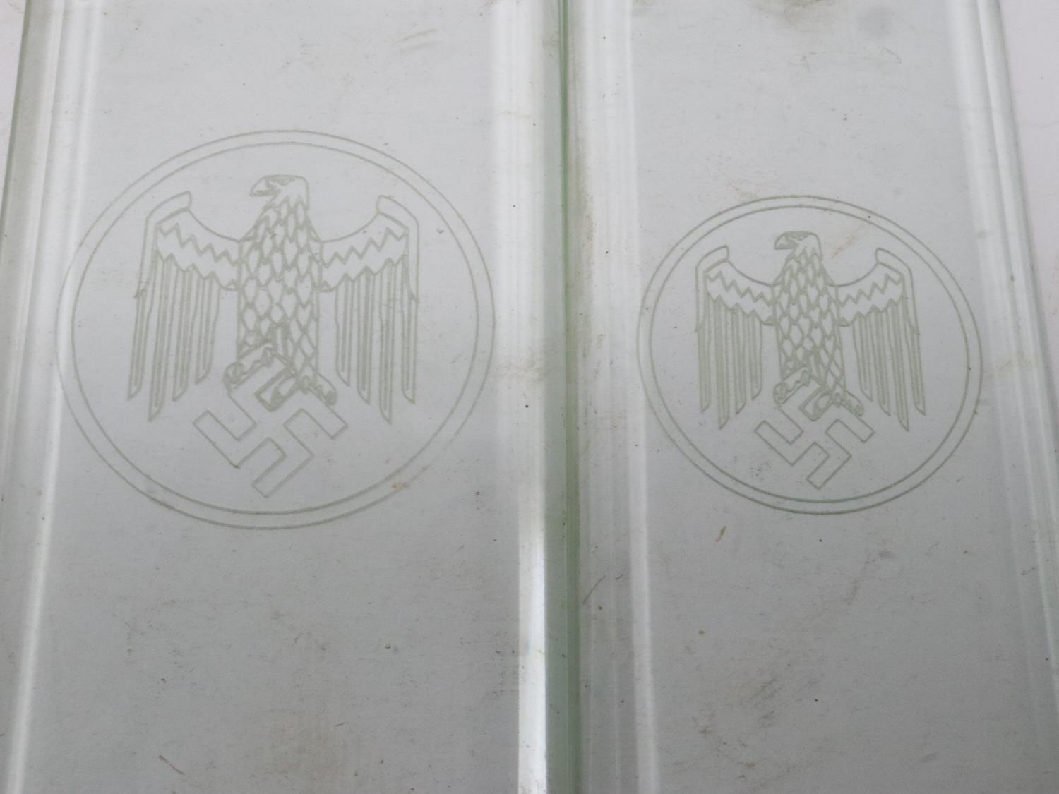 Two rare Third Reich etched glass finger plates, removed from doors in a Government building ( - Image 2 of 2