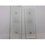 Two rare Third Reich etched glass finger plates, removed from doors in a Government building (