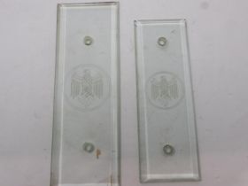 Two rare Third Reich etched glass finger plates, removed from doors in a Government building (