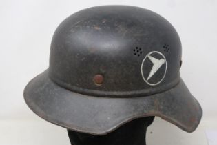 WWII German Luftshutz (Air Raid Police) helmet form the Messerschmitt Aircraft Factory. UK P&P Group