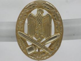 Third Reich General Assault badge, solid back type marked with the LDO number 20 for CF