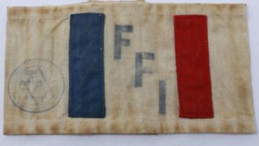 WWII Free French of the Interior (Resistance) official issued armband. These were worn after