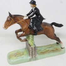 Beswick huntswoman riding side saddle figurine, very small graze to one ear, H: 26 cm. UK P&P