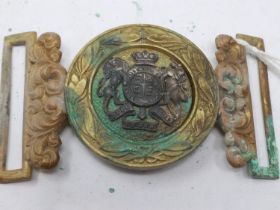 Victorian bi-metal military belt buckle. UK P&P Group 1 (£16+VAT for the first lot and £2+VAT for