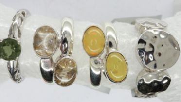 Four 925 silver rings, mostly stone set, mixed sizes. UK P&P Group 0 (£6+VAT for the first lot
