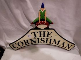Cast iron The Cornishman plaque, W: 35 cm. UK P&P Group 2 (£20+VAT for the first lot and £4+VAT