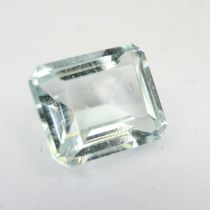 Loose emerald cut natural aquamarine, 2.21cts. UK P&P Group 0 (£6+VAT for the first lot and £1+VAT