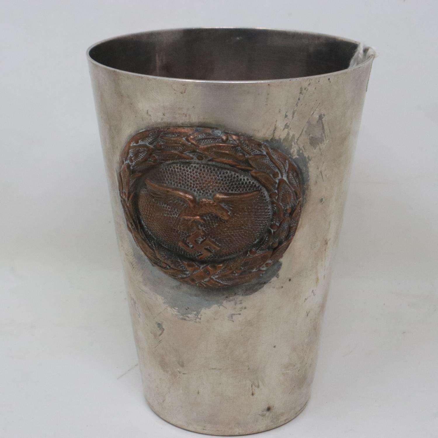 WW2 German Luftwaffe officers mess silver plated beaker. UK P&P Group 1 (£16+VAT for the first lot