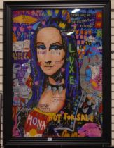 Large contemporary print on acrylic, Mona Lisa Pop Art, 82 x 117 cm. Not available for in-house P&P