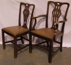 A set of eight (6+2) mahogany dining chairs, with drop-in seats.