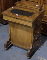 A late 19th century inlaid walnut Davenport desk, for restoration, 54 x 44 x 80cm H.