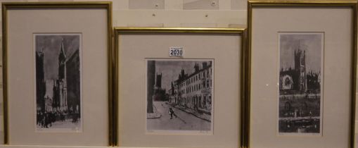 Harold Riley (1934 - 2023): three artist signed limited edition prints: Bridge, 41/100, 12 x 19