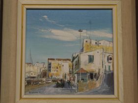 Michael D Barnfather (b. 1934): oil on board, Ciudadela Menorca, 22 x 22 cm. Not available for in-