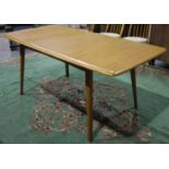 Priory of Manchester elm extending dining table, with metamorphic central leaf, 173 x 82 x 173 cm H.