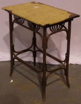 A French early 20th century bentwood bistro table, 58 x 39 x 70 cm H.