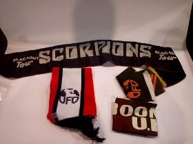 Three U.F.O concert banners and a Scorpions example. UK P&P Group 1 (£16+VAT for the first lot