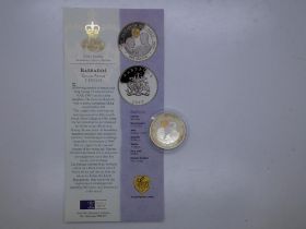Queen Elizabeth and Prince Philip golden wedding Barbados silver proof one dollar coin, mint