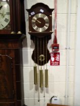 Hermle triple weight wall clock with Westminster chime, working at lotting, H: 75 cm. Not
