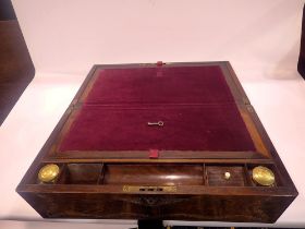 Victorian rosewood writing slope inlaid with mother of pearl, 45 x 24 x 17 cm. UK P&P Group 3 (£30+