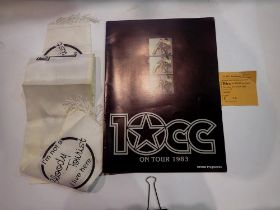 10CC tour programme, banner and concert ticket from 1983. UK P&P Group 1 (£16+VAT for the first