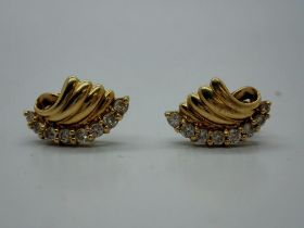 Pair of 18ct gold diamond set earrings, 3.4g. UK P&P Group 0 (£6+VAT for the first lot and £1+VAT