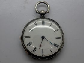 19th century fine silver cased key wind fob watch, ticks for a short time and stops. UK P&P Group