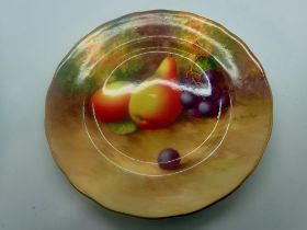 Royal Worcester saucer painted by H. Aynton, slight loss to paint, D: 16 cm. UK P&P Group 1 (£16+VAT