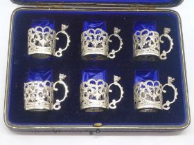 Six hallmarked silver cup mounts, Birmingham assay, 75g. UK P&P Group 1 (£16+VAT for the first lot