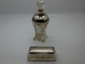 Two hallmarked silver covered crystal pots, Chester assay. UK P&P Group 2 (£20+VAT for the first lot