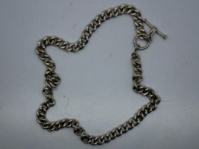 925 silver choker with T-bar clasp, L: 40 cm. UK P&P Group 0 (£6+VAT for the first lot and £1+VAT