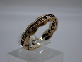 9ct gold eternity ring set with cubic zirconia, size M, 2.5g, lacking one stone. UK P&P Group 0 (£