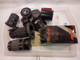 Mixed photographic lenses, including examples by Makinon, Canon, Centron etc. UK P&P Group 2 (£20+