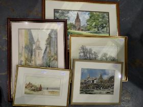 Five mixed original watercolours by Clermont Mackie and Gordon Firth (5). Not available for in-house