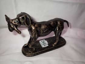 Bronzed cast iron Labrador Retriever with Pheasant, L: 12 cm. UK P&P Group 1 (£16+VAT for the