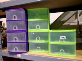 10 Wham plastic stacking drawers. Not available for in-house P&P